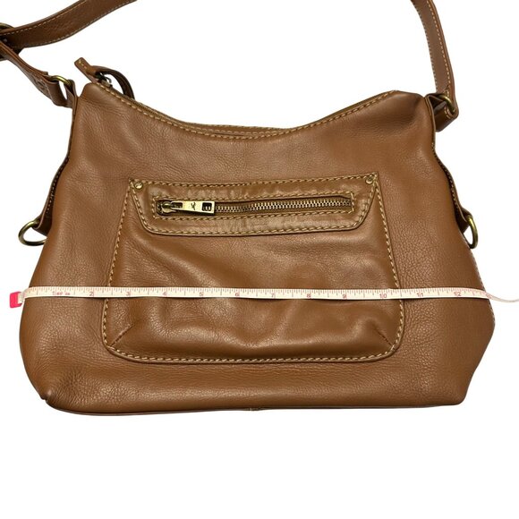 Stone Mountain Purse Leather Brown Shoulder Bag Zipper Close - Picture 14 of 16